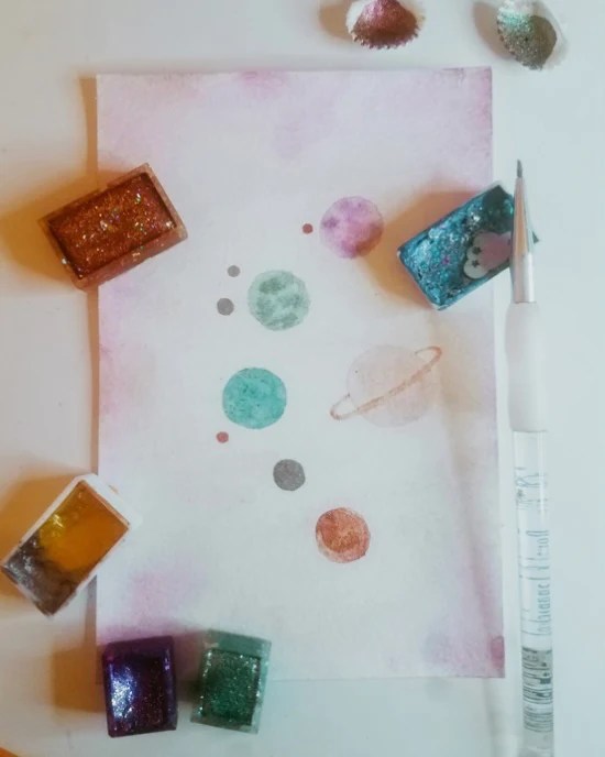 Galaxy Painting With Glitter Watercolor- from guest blogger Diana&nbsp;Perez